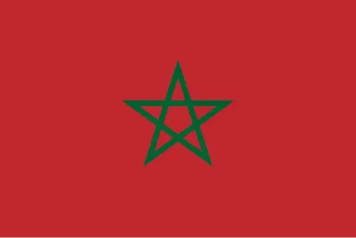 Drapeau rouge avec une étoile verte à cinq branches au centre