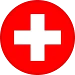 Un cercle rouge avec une croix blanche au centre sur un fond vert