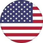 Cercle vert contenant le drapeau des États-Unis avec ses étoiles et ses barres rouges et blanches