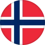 Drapeau de la Norvège composé d'une croix bleue bordée de blanc sur fond rouge, placé sur un cercle vert