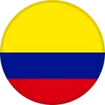 Cercle divisé en trois bandes horizontales de couleurs jaune, bleue et rouge sur un fond vert