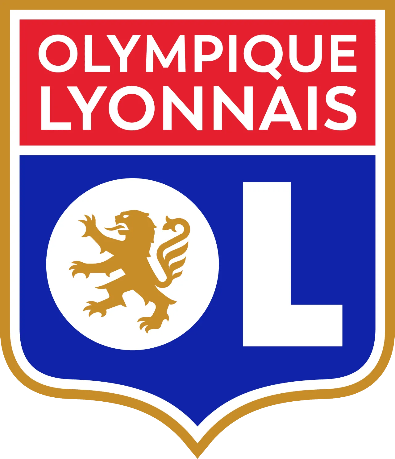 Logo de l'Olympique Lyonnais avec un lion stylisé et la lettre L