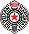 Logo circulaire rouge et noir avec une étoile centrale et une couronne au sommet